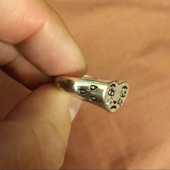 Sterling Silver Sad Crying Face Adjustable Ring - Picture 7 of 10